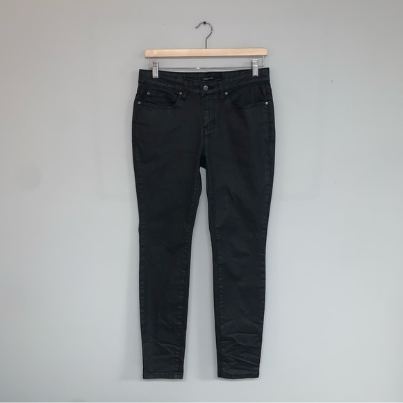 Eileen Fisher Jeans Size 8 US Black Denim Ankle Coated Stretch Pants 9" Rise - Picture 3 of 11